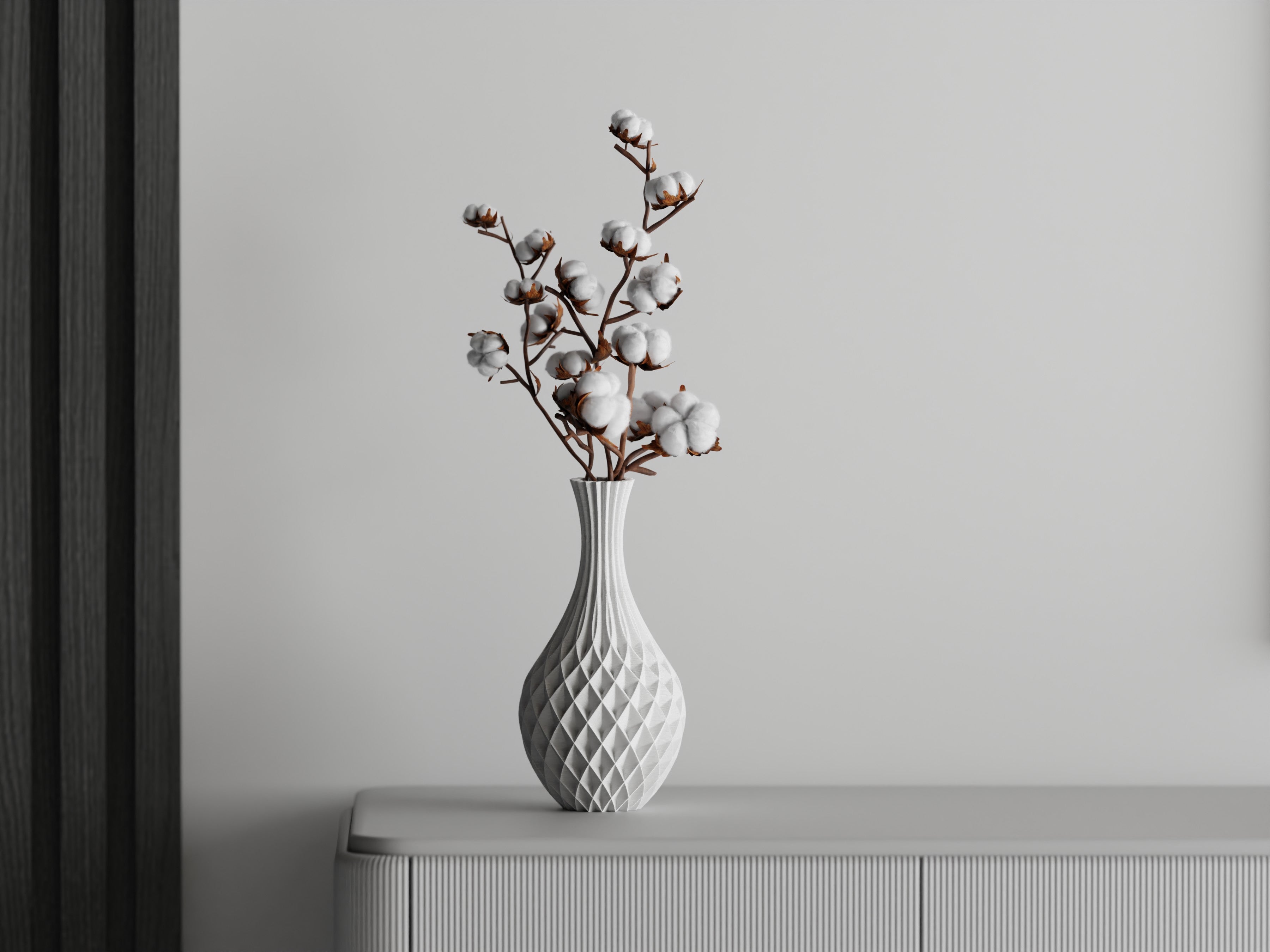 Orbis – Vase mit skulpturaler Spiralstruktur für moderne Wohnräume