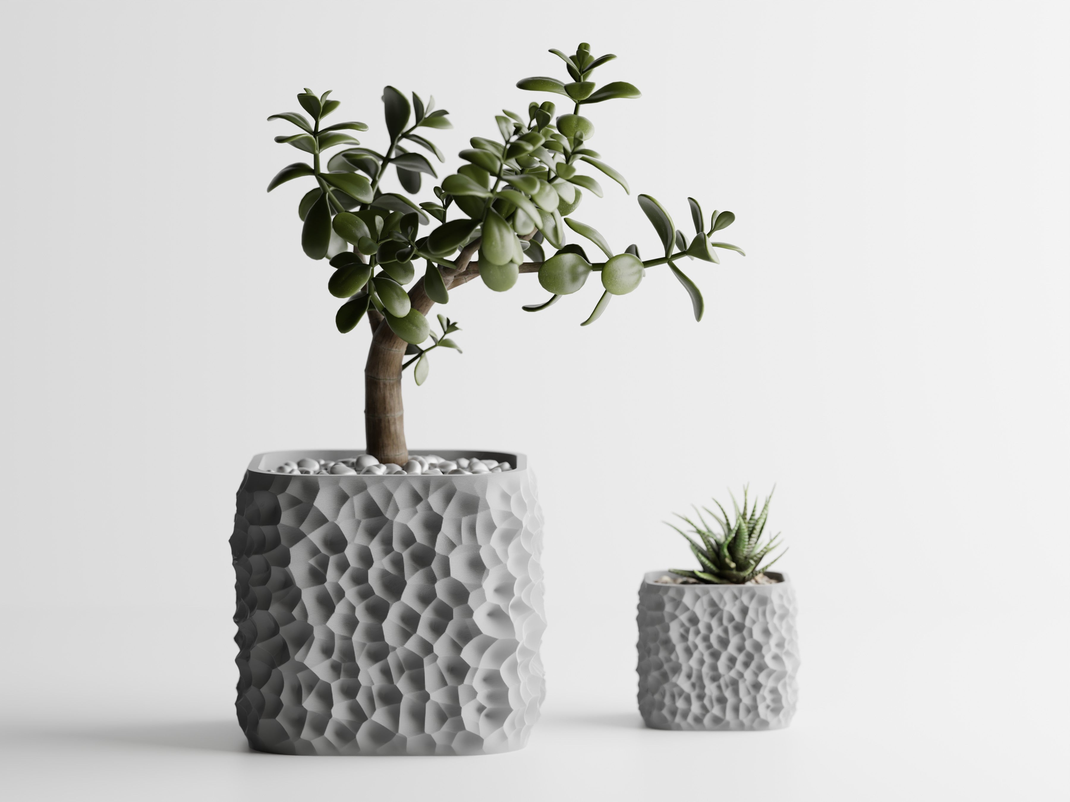 Voronoi Pflanztopf – Moderner 3D-Pflanztopf mit organischer Struktur in fünf Größen