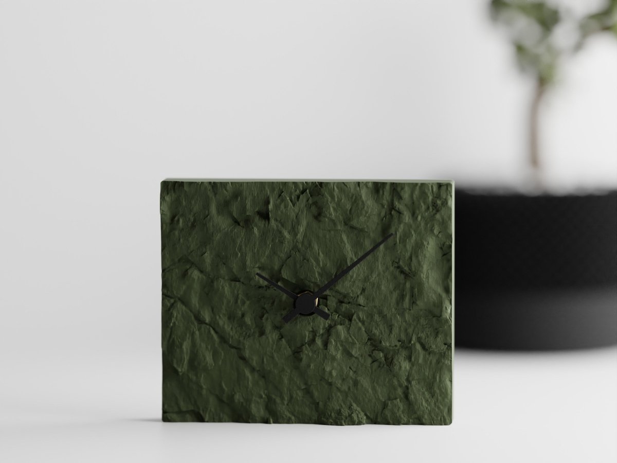 Rock Clock – Moderne Tischuhr mit leisem Quarzwerk im Stein-Look
