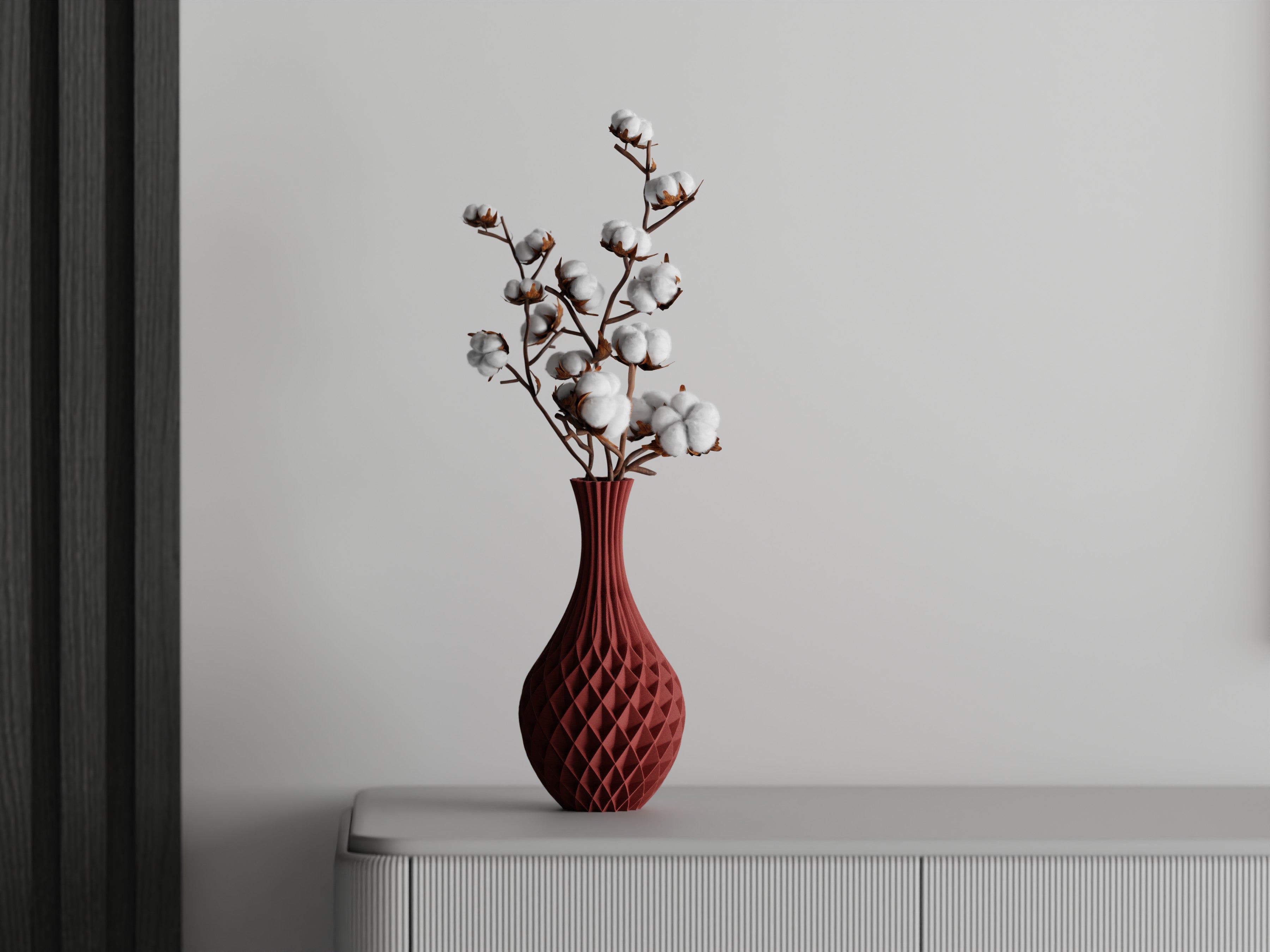 Orbis – Vase mit skulpturaler Spiralstruktur für moderne Wohnräume