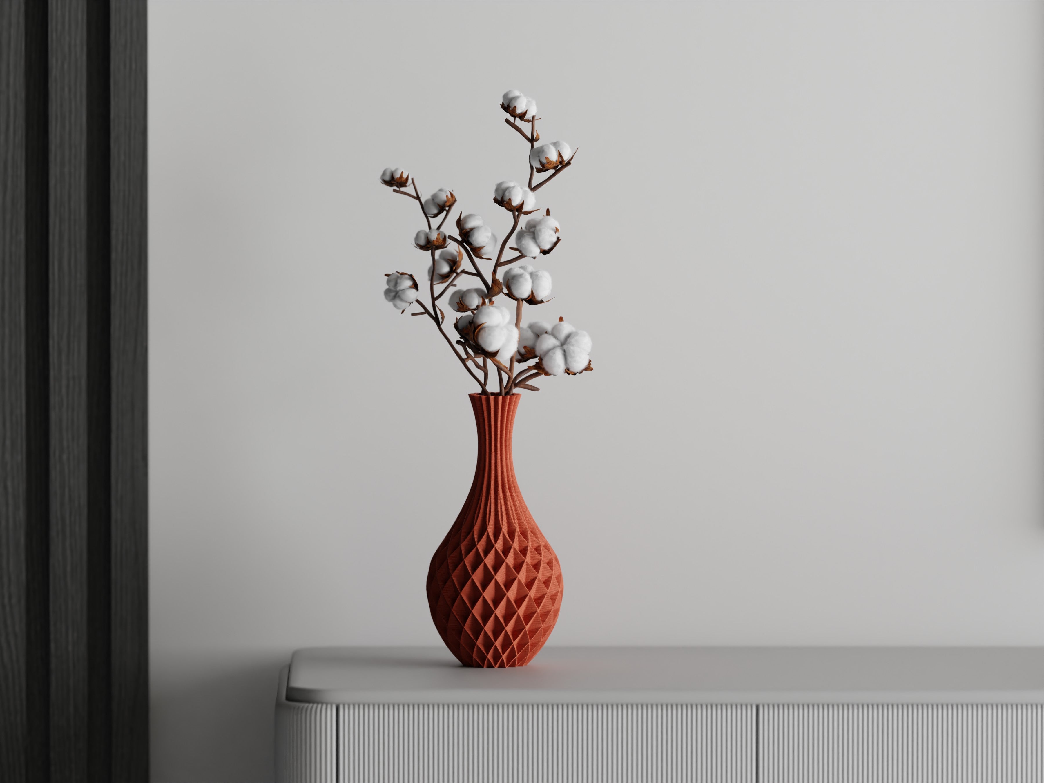 Orbis – Vase mit skulpturaler Spiralstruktur für moderne Wohnräume