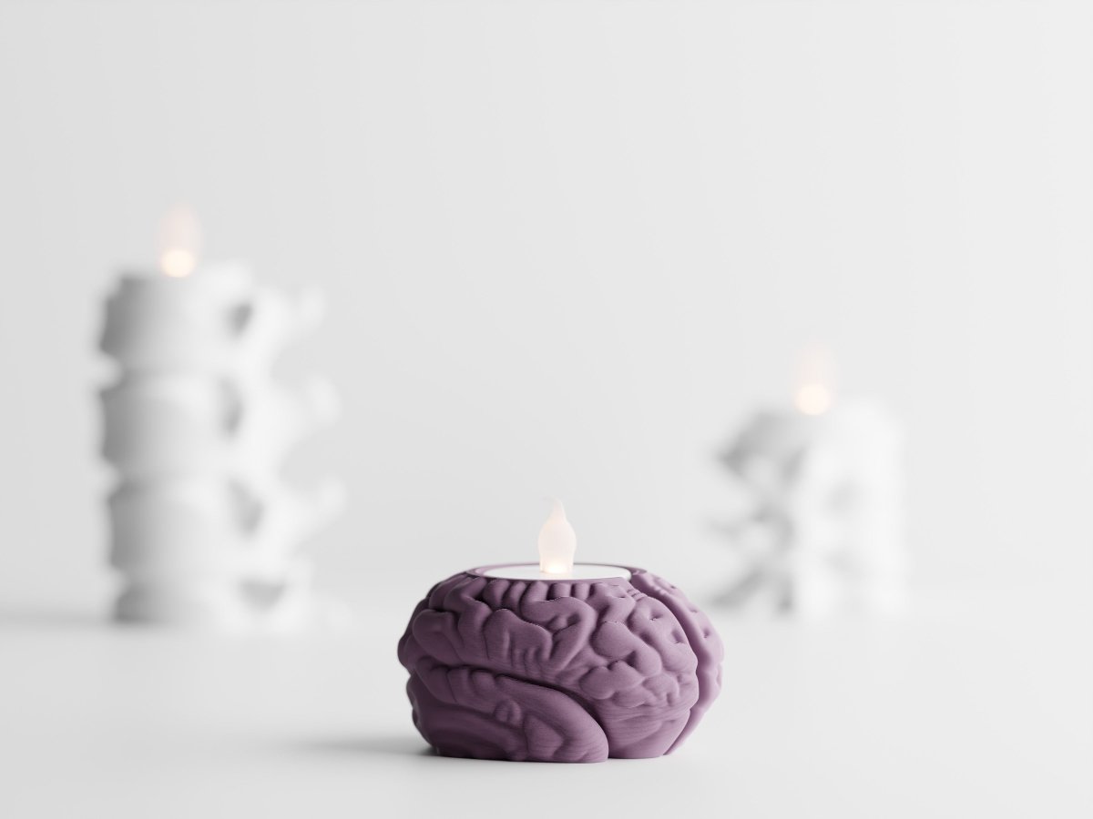 Neuroglow – LED-Teelichthalter in Gehirn-Form
