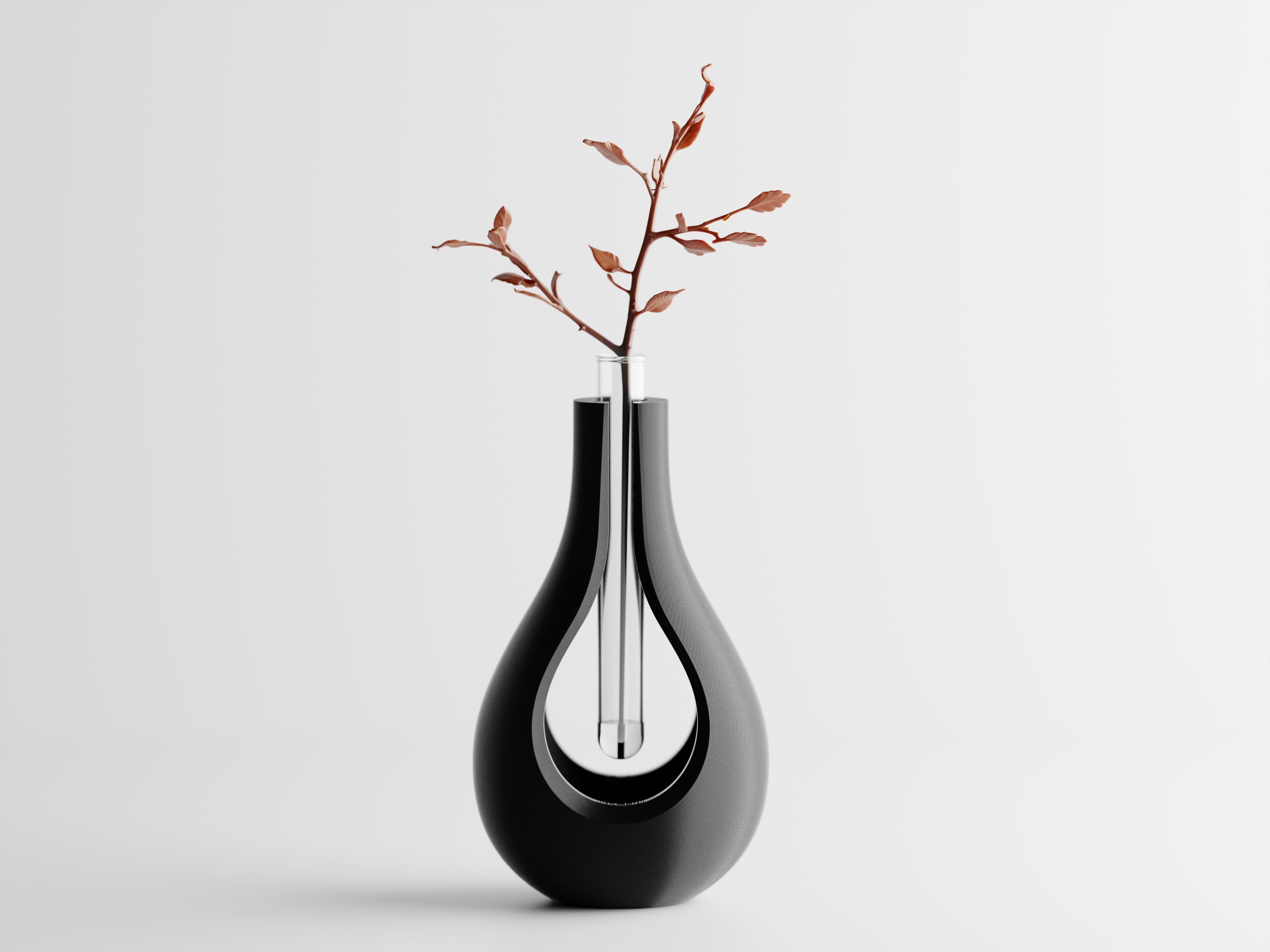 Elysiar – Elegante Vase mit schwebendem Glaseinsatz für einzelne Blumen