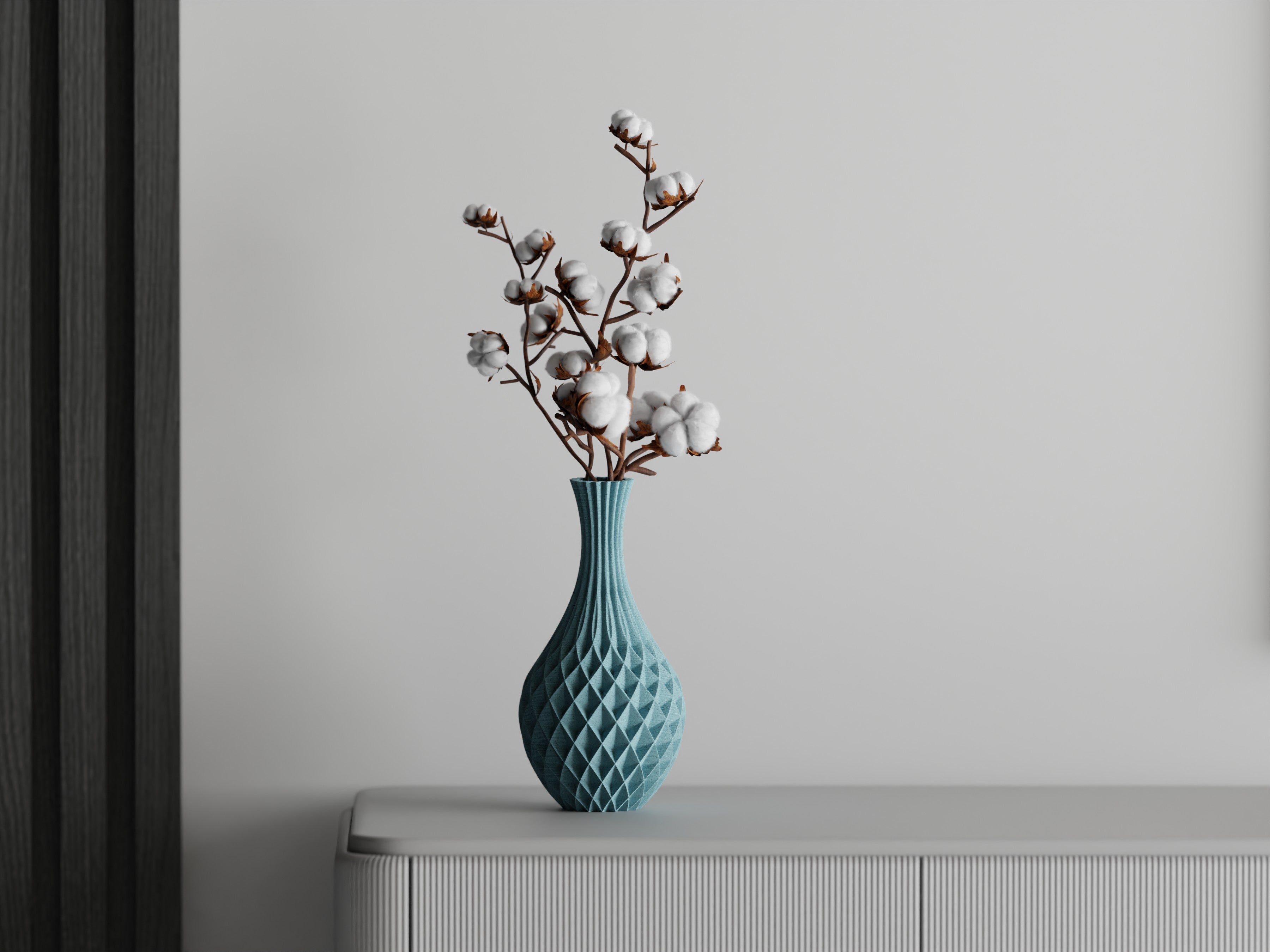 Orbis – Vase mit skulpturaler Spiralstruktur für moderne Wohnräume