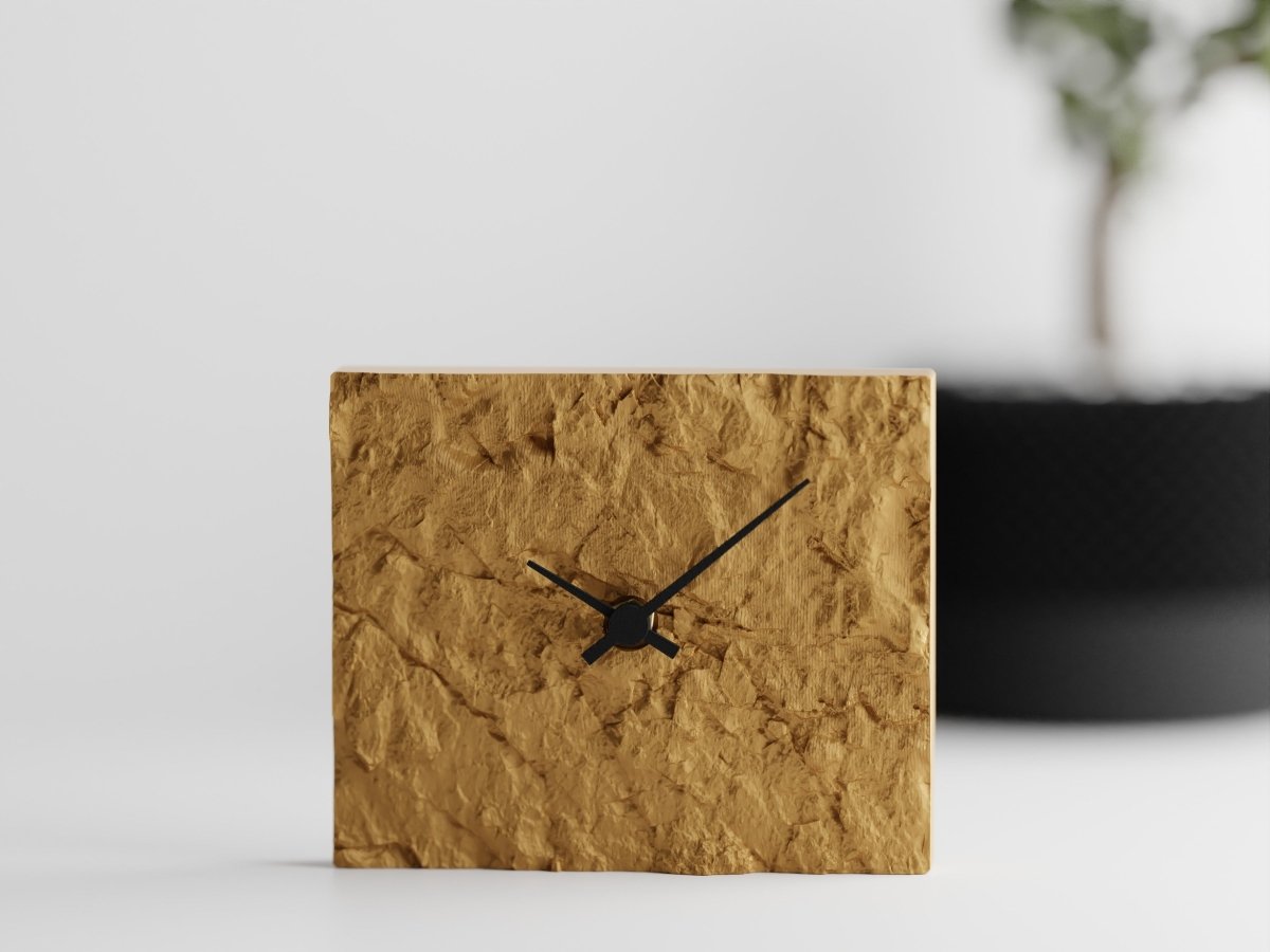 Rock Clock – Moderne Tischuhr mit leisem Quarzwerk im Stein-Look