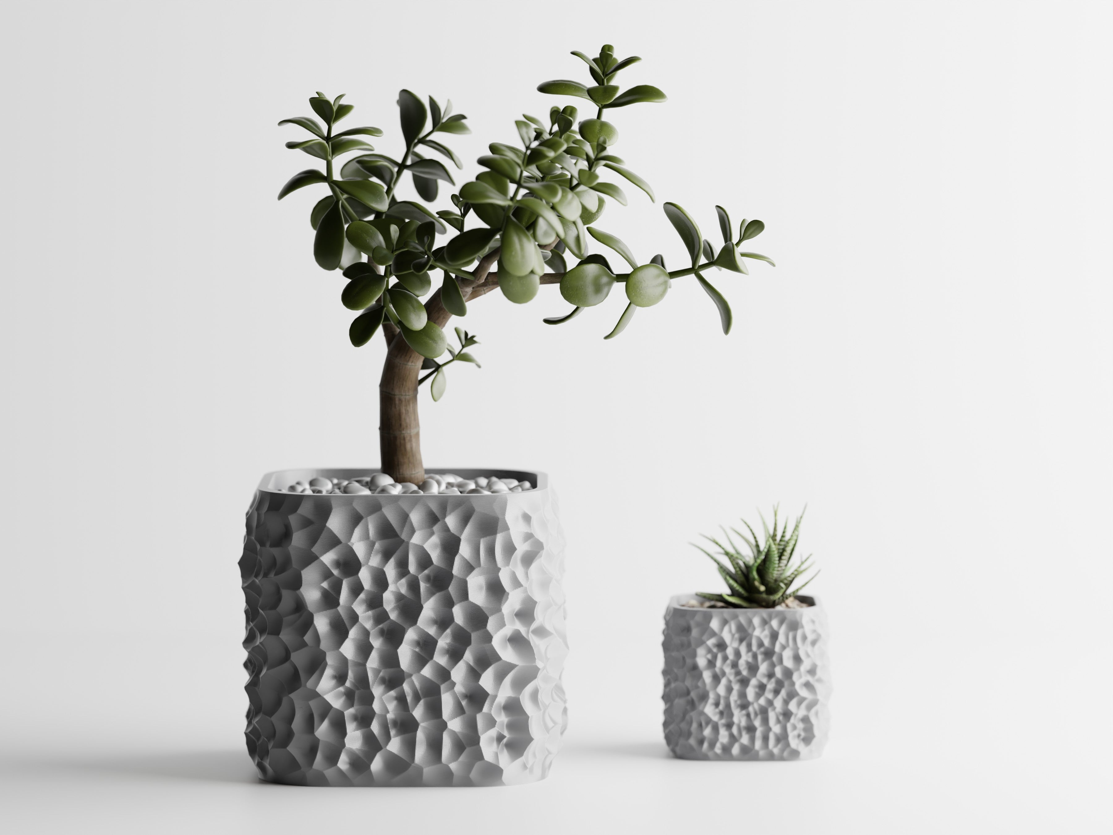Voronoi Pflanztopf – Moderner 3D-Pflanztopf mit organischer Struktur in fünf Größen