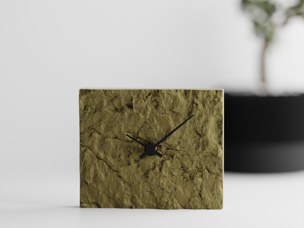 Rock Clock – Moderne Tischuhr mit leisem Quarzwerk im Stein-Look