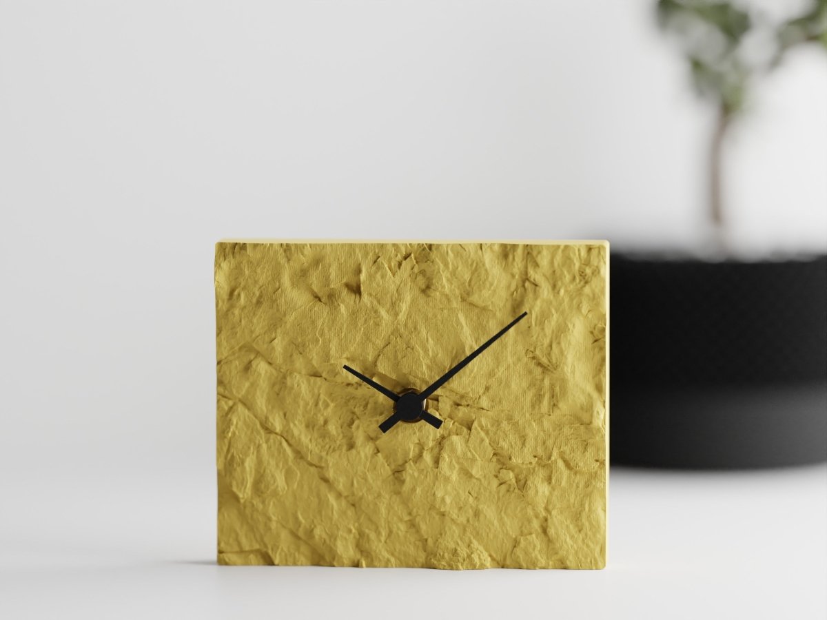 Rock Clock – Moderne Tischuhr mit leisem Quarzwerk im Stein-Look
