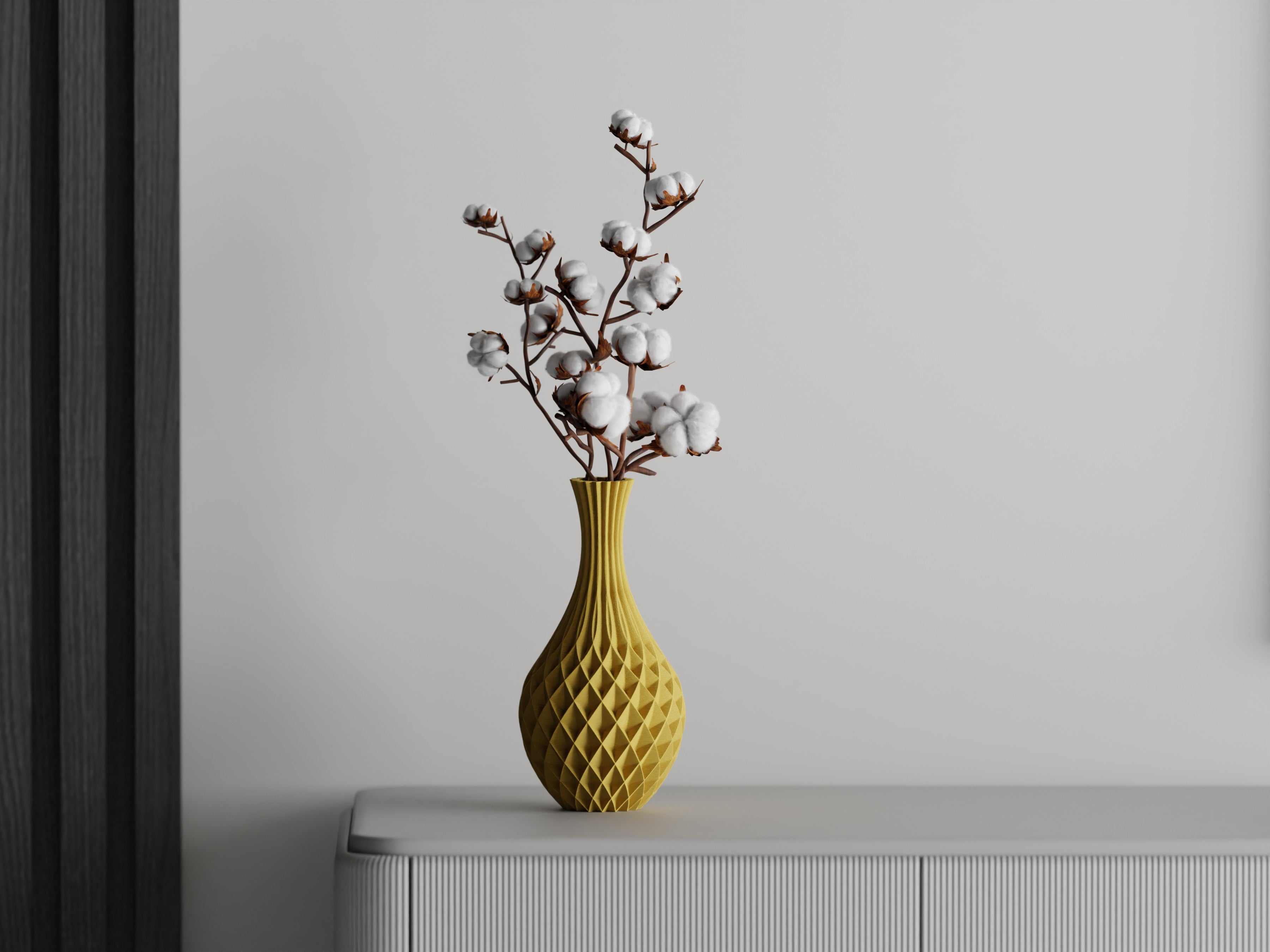 Orbis – Vase mit skulpturaler Spiralstruktur für moderne Wohnräume